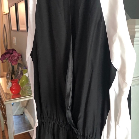 Beautiful Parker silk black/ white cream romper jumpsuit - Picture 4 of 5